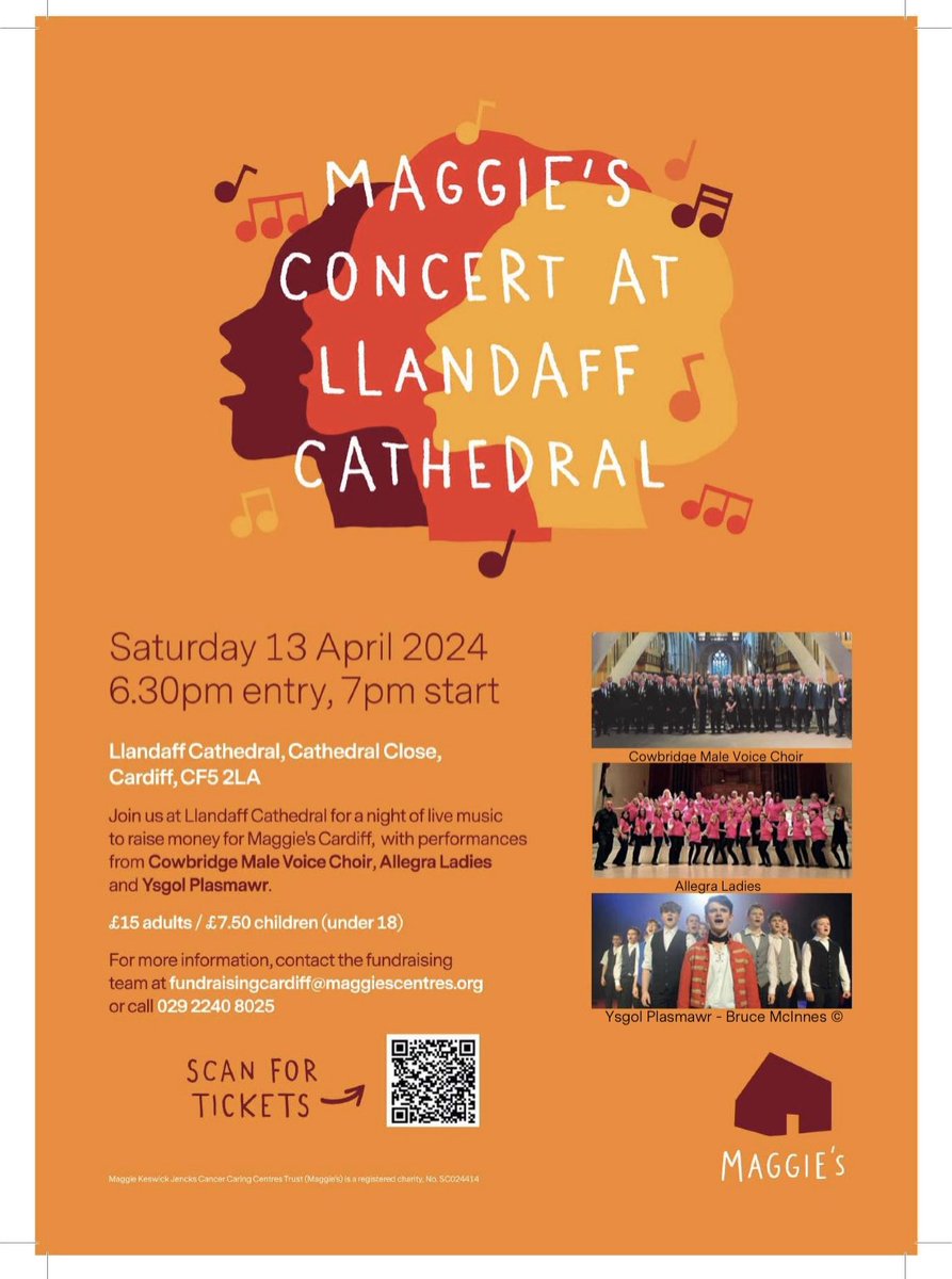 Edrych ymlaen i fod yn rhan o gyngerdd @maggiescardiff yn @LlandaffCath nos yfory! 🎶 eventbrite.co.uk/e/maggies-llan…