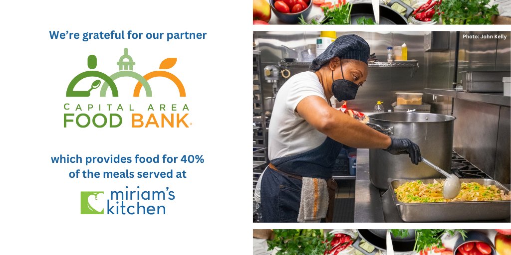 At Miriam's Kitchen, our meals program is one of the most important things we do. Our success in the kitchen is in large part due to partners like @foodbankmetrodc, who provide food for nearly 40% of the meals we serve. Thank you for being a long-time partner in the MK mission!