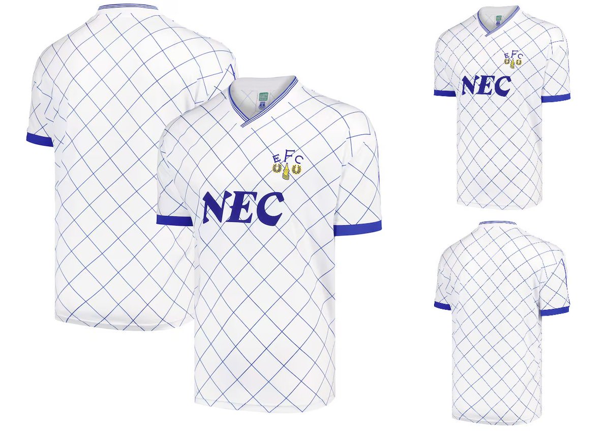 GOING FAST! Check out this beauty, Everton's 1988 third jersey, still available in limited sizes. Use code EXTRA10 (Extra 10% OFF SALE *Exclusions Apply) #EFC #COYB everton-online-store.pxf.io/g1EzB2