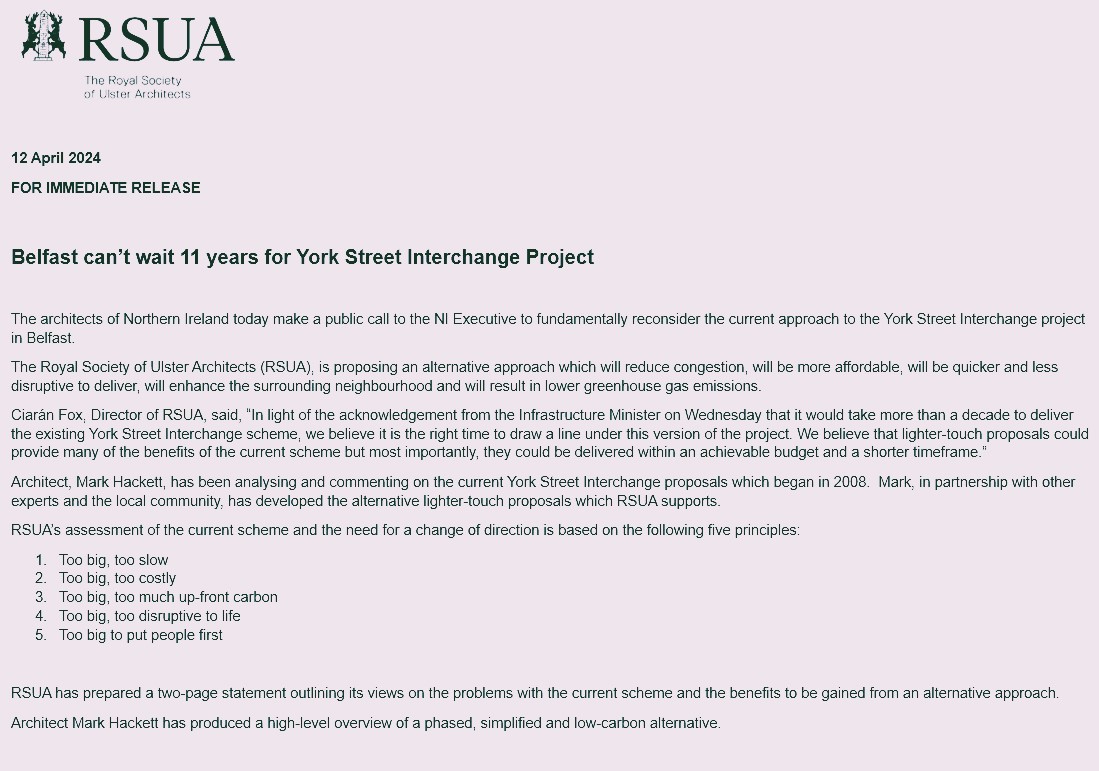 .@ArchitectureNI is proposing an alternative York Street Interchange project which will be 'more affordable, quicker and less disruptive to deliver' 👇 It follows @deptinfra saying current plans could take another 11 years to complete: bbc.co.uk/news/uk-northe… @BBCNewsNI