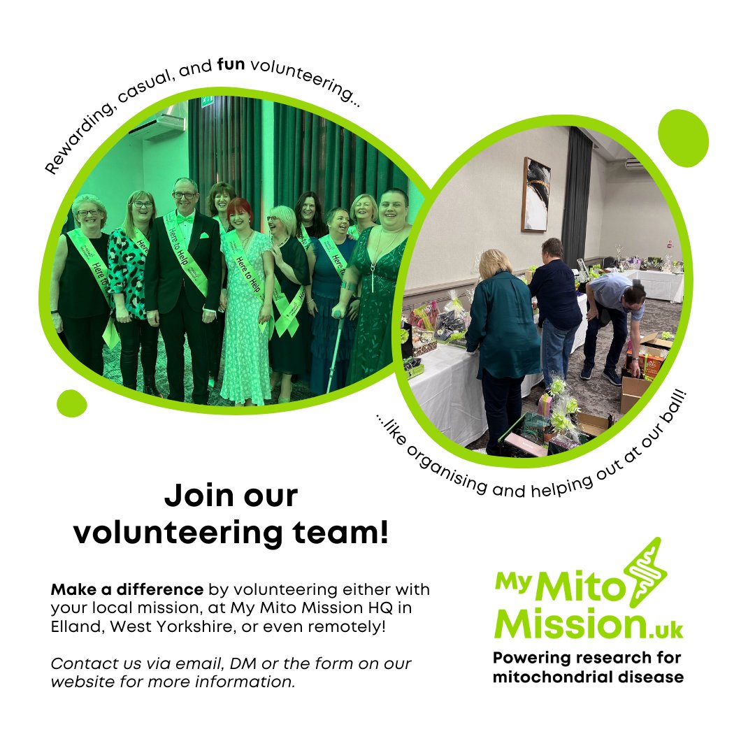 Want to volunteer with a charity where you can make a real difference?

Join us at My Mito Mission, and help us to support those impacted by mitochondrial disease, as well as raise awareness and funds for vital research!💚

#mitochondrialdisease #mitochondria #volunteer