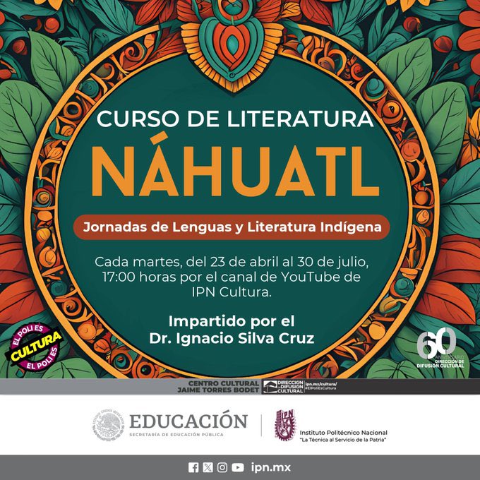 Si eres un apasionado de la cultura prehispánica, no te puedes perder el Curso de Literatura #Náhuatl de @IPN_Cultura #Cultura 🇲🇽 #CulturaIPN