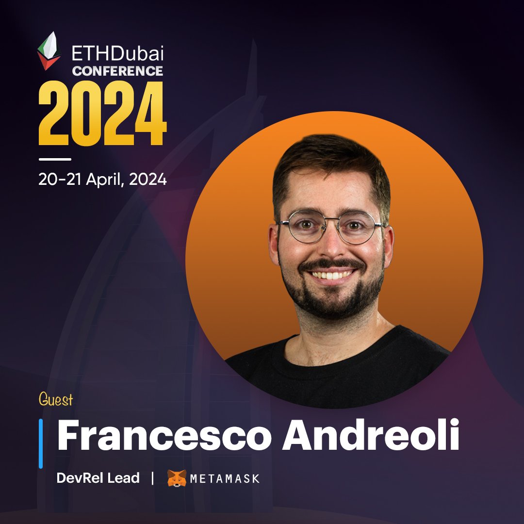 Happy to announce that @francescoswiss will be talking at the conference! Francesco is DevRel lead at @MetaMask 🦊