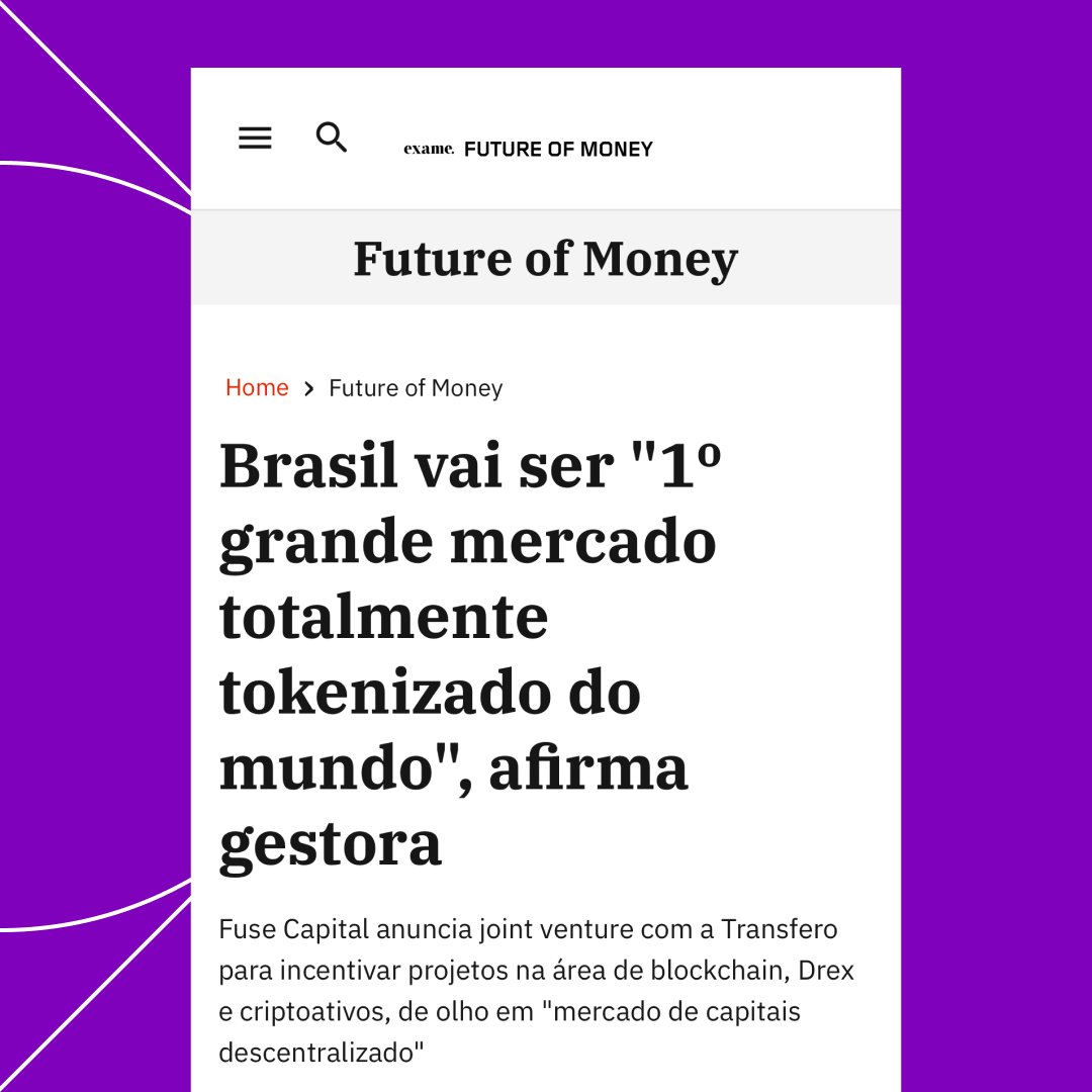 brxfinance (@brxfinance) on Twitter photo Hoje fazemos o lançamento oficial da BRX Finance! Uma parceria entre <a href="/capital_fuse/">FuseCapital</a> e <a href="/transferogroup/">Transfero Group</a> que quer redefinir a infraestrutura financeira.
Para marcar, somos capa da <a href="/exame/">exame</a>!
exame.com/future-of-mone… Hoje fazemos o lançamento oficial da BRX Finance! Uma parceria entre <a href="/capital_fuse/">FuseCapital</a> e <a href="/transferogroup/">Transfero Group</a> que quer redefinir a infraestrutura financeira.
Para marcar, somos capa da <a href="/exame/">exame</a>!
exame.com/future-of-mone…