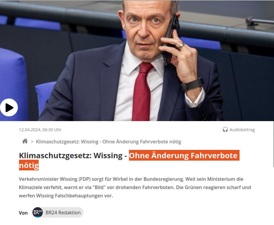 Wäre ja echt doof, wenn ausgerechnet <a href="/Wissing/">Volker Wissing</a> ein Fahrverbote verhängen müsste. 🤔