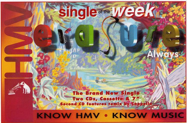 Ad from #SmashHits for the gorgeous #Always single by @erasureinfo which was released 30 years ago this week! One of my all time top 5 Erasure songs. onthisdayinpop.com/2024/04/erasur…