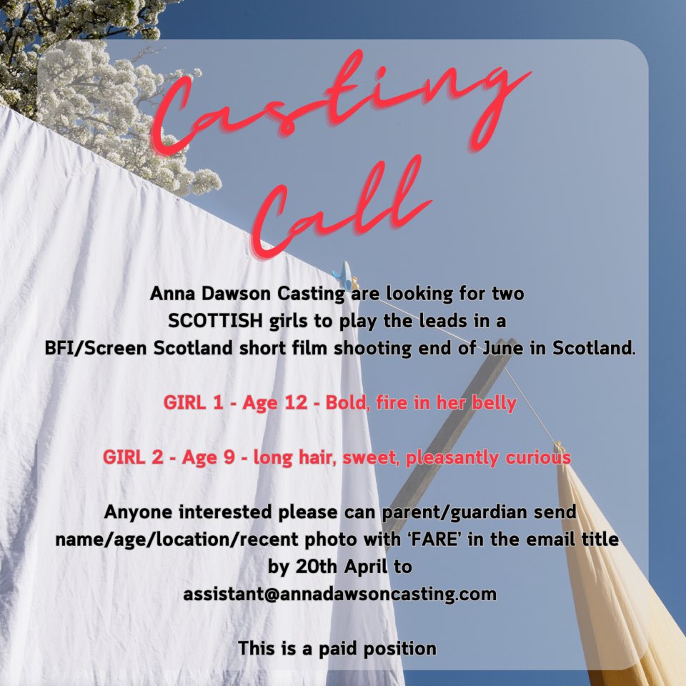 Please share/RT for @BFI @screenscots funded short film for @shortcircscot - Brilliant script and director, shooting June in Scotland. 🏴󠁧󠁢󠁳󠁣󠁴󠁿