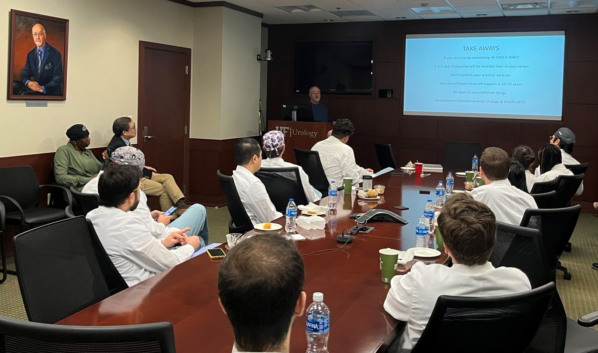 The Department of Urology residents and staff had a wonderful presentation this morning given by Professor Emeritus, Robert C. Newman, MD on his life after urology and his passion for photography. Dr. Newman spoke about his book, Shadows of Emmett Till. @UF_Urology