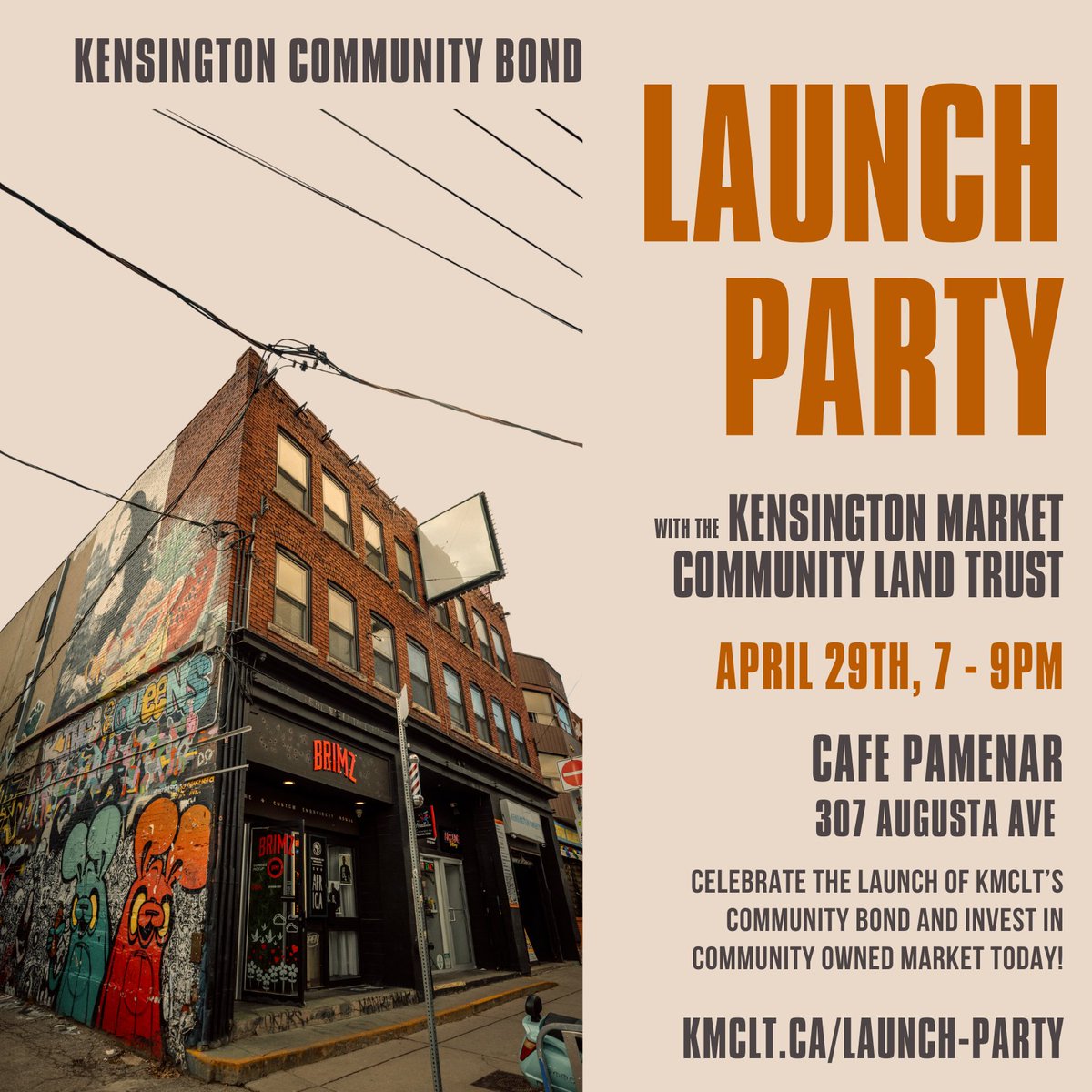 Join us on April 29 from 7-9pm at Pamenar as we celebrate the launch of our community bond campaign! Come grab a drink, reconnect with neighbours, test your Kensington knowledge over trivia, and enjoy some live music with us 🎉 RSVP: forms.gle/GpeLLNZzFFmr1J…