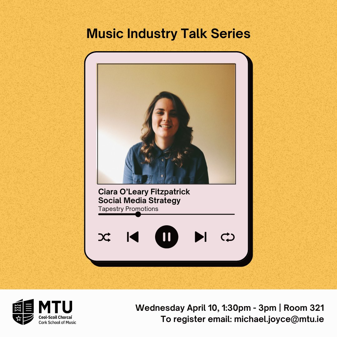 The first of our Music Industry Talk Series was held last Wednesday. Huge thank you to @ciara_tapestry who delivered a talk on Social Media Strategy to students and staff. Keep an eye out for the rest of our upcoming talks and make sure you register in good time!