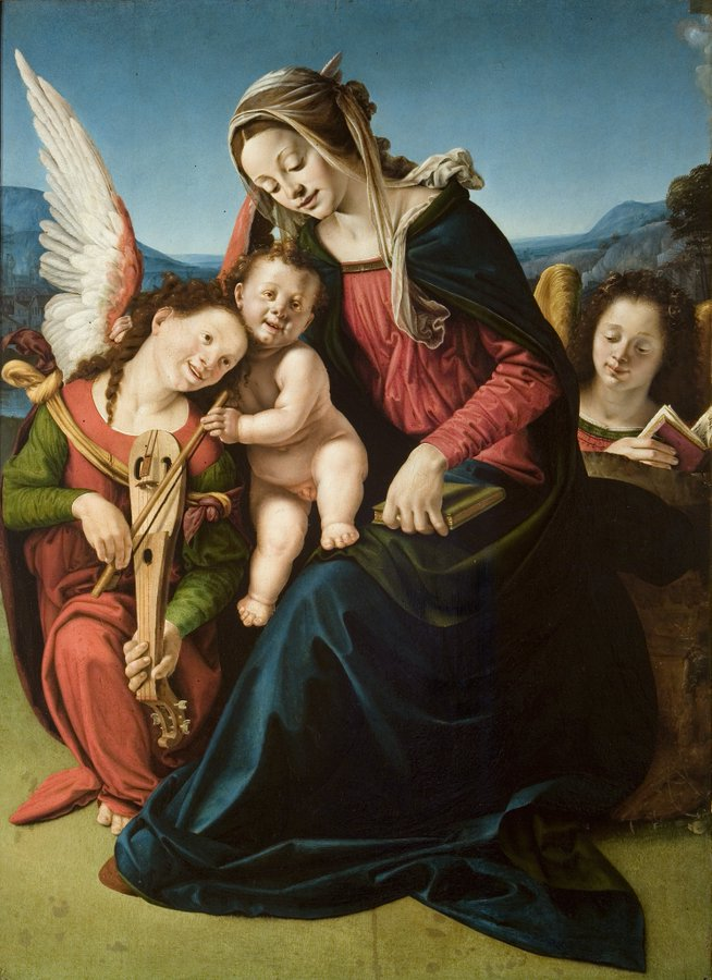 Piero di Cosimo (c. 1462 – 1522), Madonna with Child and Two Angels, 1502-1507 oil on panel Galleria di Palazzo Cini, Venice