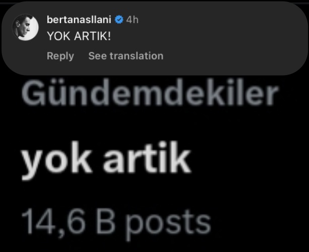 Cidden YOK ARTİK BERTAN ASLLANİ bunuda gündeme soktu