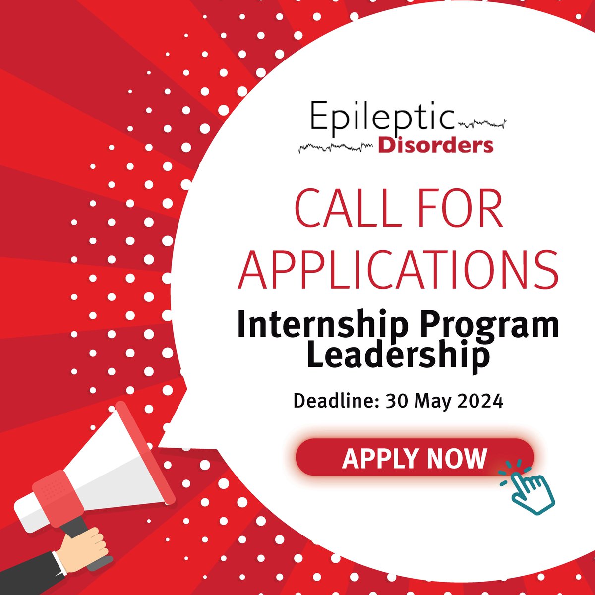 Call for applications! @EpiDisorders is recruiting early career physicians to fill internship program leadership positions, starting July 2024 for a two-year term. Application deadline: 30 May 2024 ilae.org/epd-intern-lea… #ILAE #epilepsy @WileyNeuro