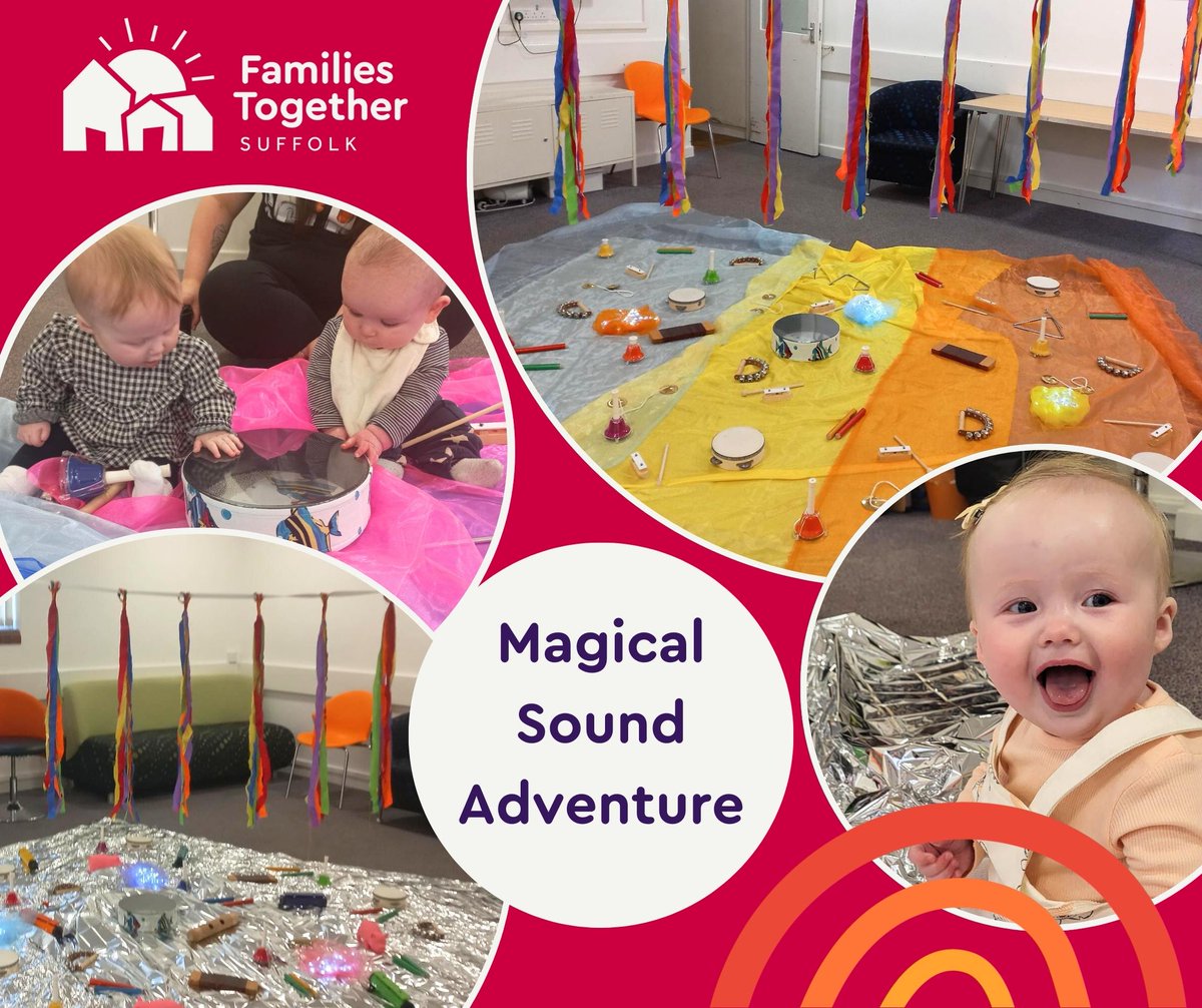 Here are some photos from our recent Magical Sound Adventure group👍Holly, Group Support Coordinator said 'It's been a lovely opportunity for babies to explore musical instruments and sounds as well as sensory experiences'. New session - Mon 22nd April, 1-2PM, Bury St Edmunds