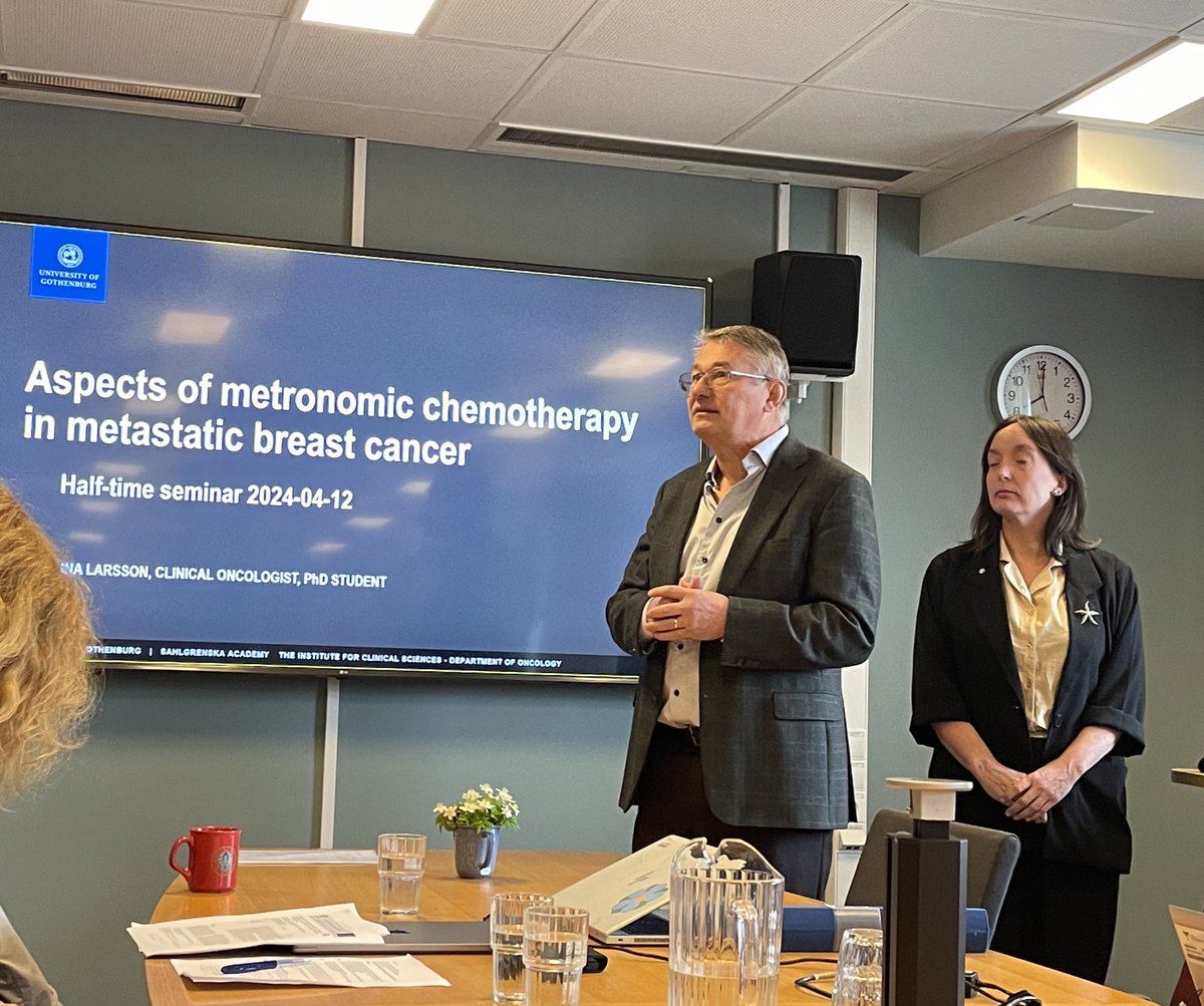 Half-time seminar today. Presenting the work with my thesis: Aspects of metronomic chemotherapy in metastatic breast cancer @goteborgsuni @SahlgrenskaAcad @sahlgrenska