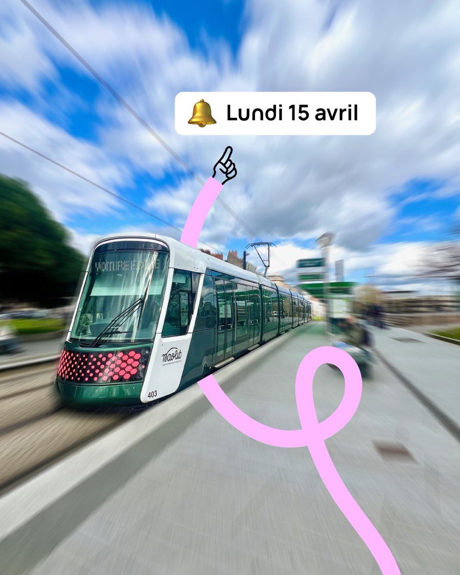 Le nouveau tramway de Nantes circulera sur la ligne 1 dès lundi 15 avril 2024.
