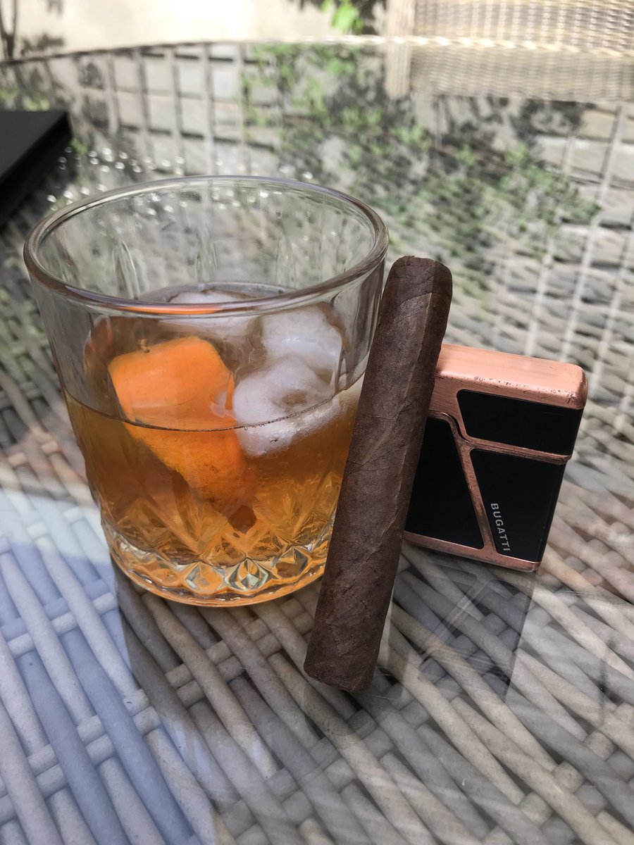 first day in the sun, pre-bbq cigar and a homemade whiskey cocktail, 😎