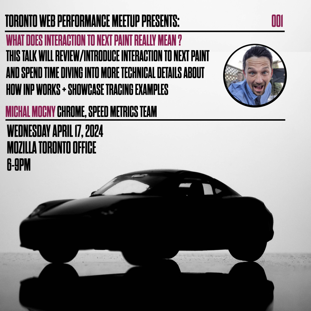 The #INP (Interaction to Next Paint has recently been the talk of web performance + web practitioners on a whole. Well, @mmocny joins us to talk about the technical foundation of the news #CoreWebVital. in Toronto? Join us April 17th ! #100DaysOfPerf 🎟️ bit.ly/100dop-day64