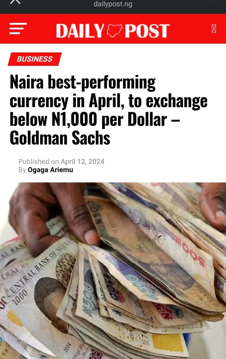 Goldman Sachs says the continued surge of the Naira against the Dollar has made it the best-performing currency this month (April). A report by Goldman Sachs economists said that with the appreciation rate of the Naira in the foreign exchange market, the currency may exchange…