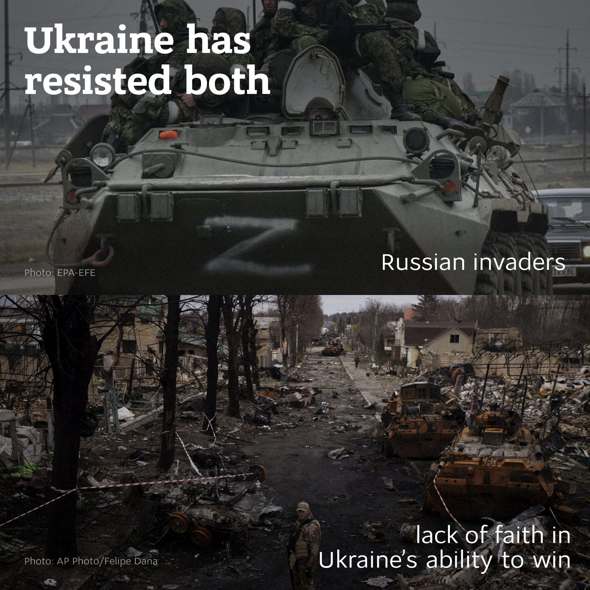 In 2022, despite Russia's advantage in weapons and troop numbers, #Ukraine resisted when few believed in it. Because it's our only way to survive. And we'll resist until our full victory because we know what we are fighting for. #ArmUkraineNow