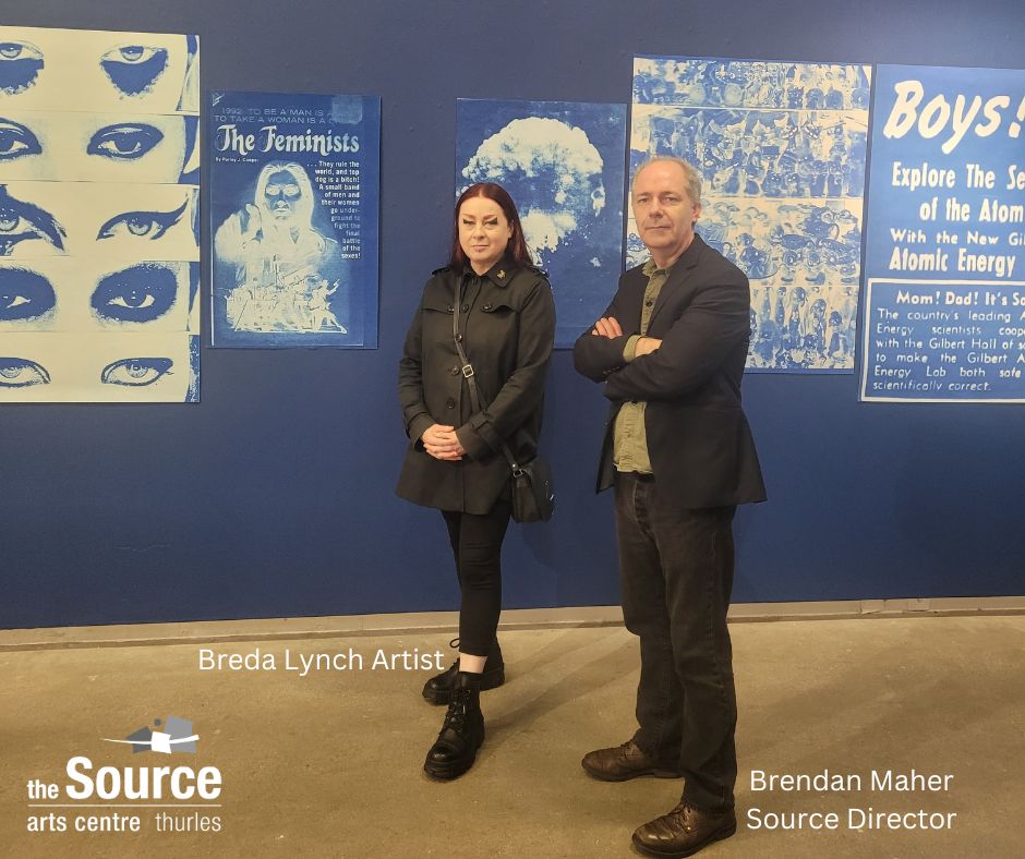 At this morning's gallery talk - @BredaLynch2 & Brendan Maher @sourcearts . Breda discussed her work in her current exhibition at @sourcearts 'If you're not scared, the atomic bomb is not interesting' 1/2 @IrishArtsReview @VisArtsIreland @TipperaryArts