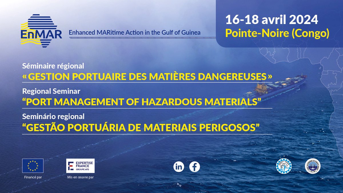 Final preparations ongoing for next week's 3th #EnMAR workshop : Port Management of Hazardous Materials <a href="/PapnCongo/">PAPN_CONGO</a> organised by <a href="/expertisefrance/">Expertise France</a> supported by <a href="/agpaoc_pmawca/">PMAWCA-AGPAOC</a> <a href="/UeCongoBrazza/">@UEdelCongoBrazza</a>