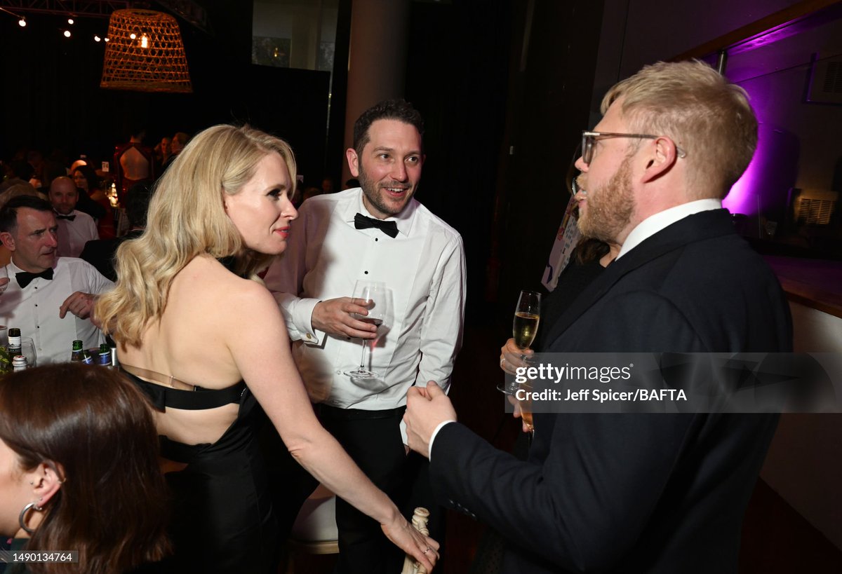 Lucy Beaumont, Jon Richardson and Rob Beckett attend the 2023 BAFTA Television Awards with P&O Cruises Dinner at The Royal Festival Hall in London (2023)