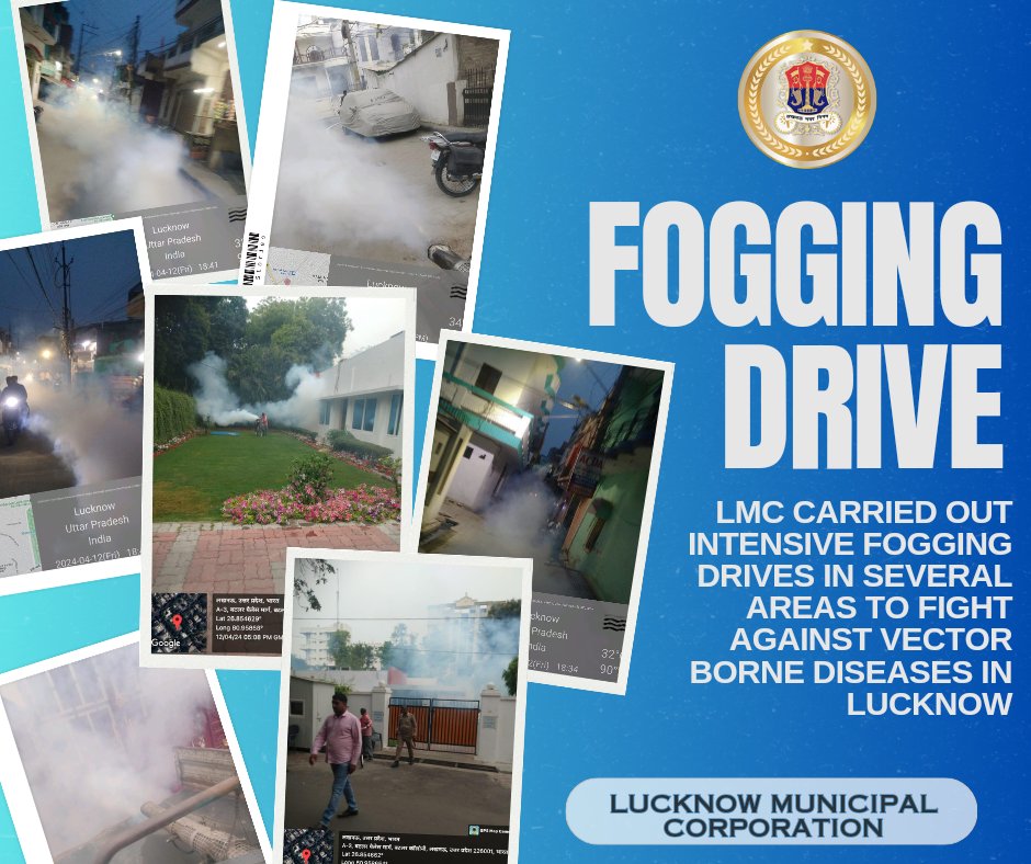 As part of the #SwachhBharat mission, an intensive fogging drive was organised by Lucknow Municipal Corporation in various parts of the city. #MyCleanIndia #MySwasthCity #नगर_निगम_लखनऊ @SBM_UP @NagarVikas_UP @SwachhBharatGov @aksharmaBharat @CMOfficeUP @HardeepSPuri @UPGovt