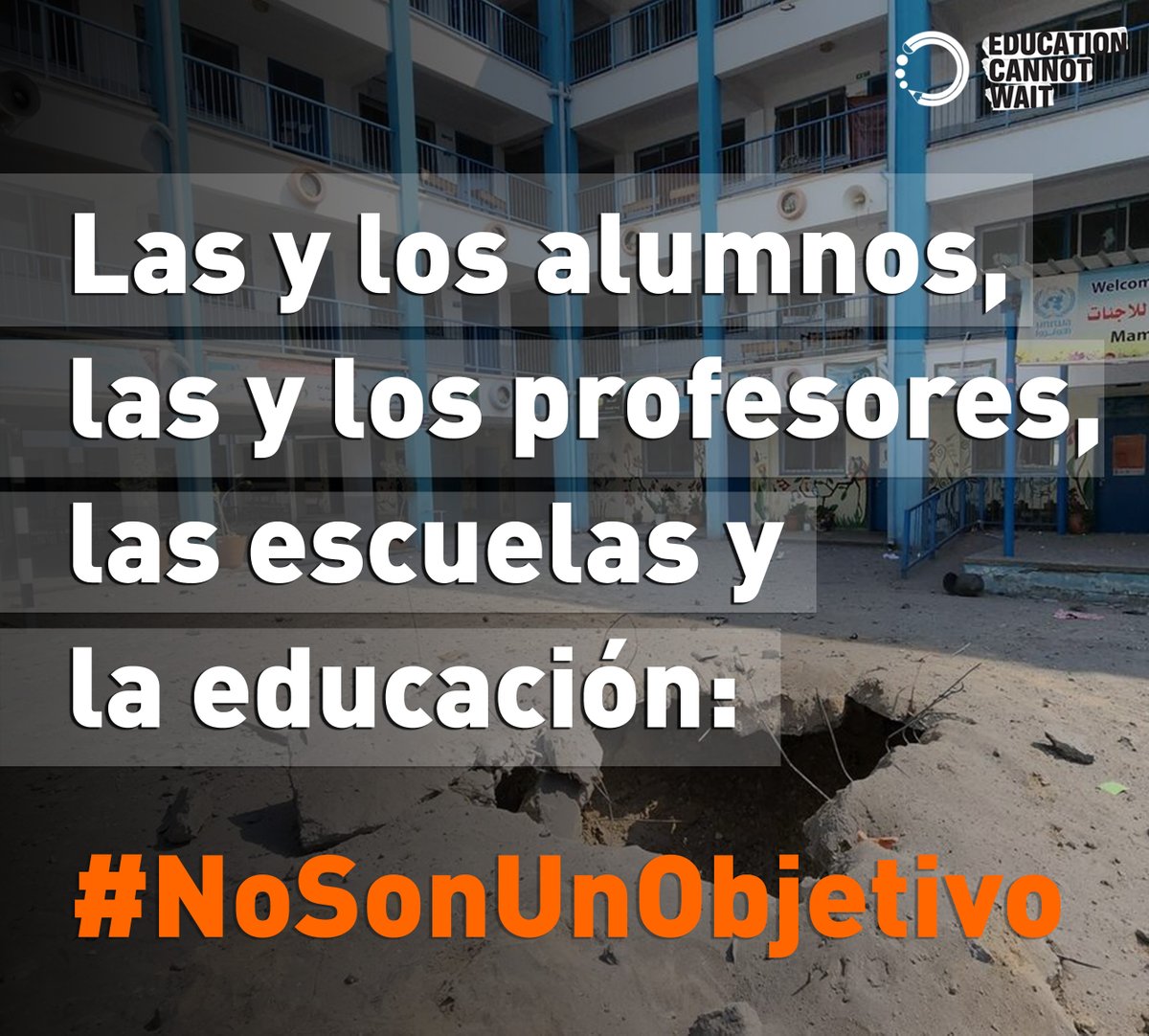 En tiempos de conflicto, las escuelas deben estar protegidas de los ataques. Las y los estudiantes, profesores y escuelas #NoSonUnObjetivo @ONU_es @UNICEFenEspanol @OACNUDH @UNRWAes @UNOCHA_Americas @FAOenEspanol @SpainMFA @UNICEF_es @EU_Partnerships #222MillonesDeSueños✨📚