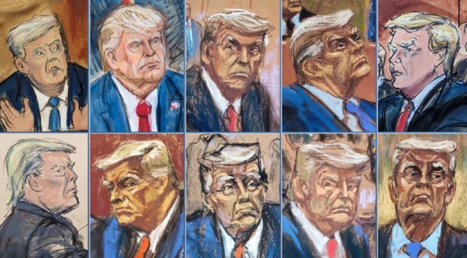 Trump is required to sit in court every day of his criminal trial starting on Monday. Looking forward to which shade of shit brown the courtroom artist will use to capture this bloviating heap of feces.