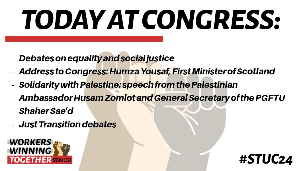 👇What Tuesday has in store for delegates at #STUC24