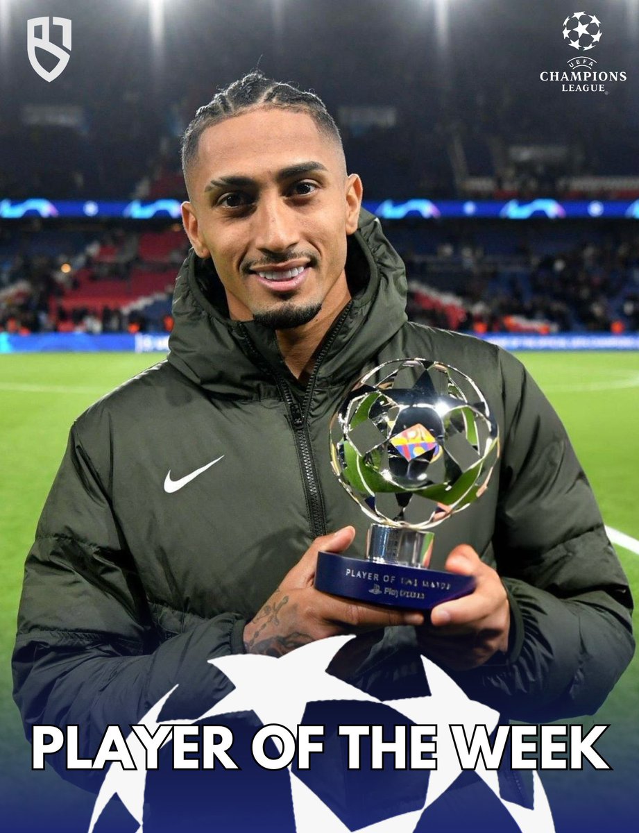 🚨| 𝐎𝐅𝐅𝐈𝐂𝐈𝐀𝐋: Raphinha is the @ChampionsLeague Player Of The Week. #fcblive 🇧🇷🌟