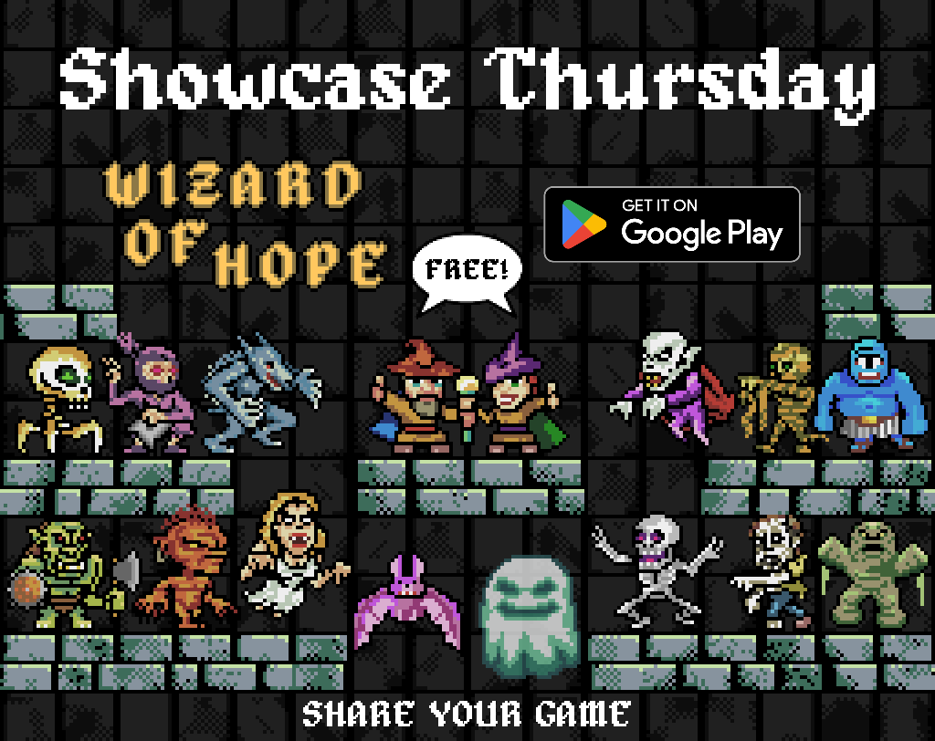 It's #ShowcaseThursday, let's support each other!
💬REPLY with your game
🔁RETWEET this thread
❤️LIKE for better visibility

I'll retweet your amazing #indiegame 👾

🕹️ Wizard of Hope:
play.google.com/store/apps/det…

#indiedev #indegamedev #solodev #gamedev #gaming
