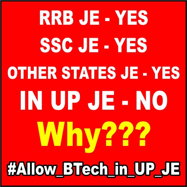 #Allow_Btech_in_UP_JE
@myogiadityanath 
@narendramodi 
@uprnnltd 
@uppwdofficial