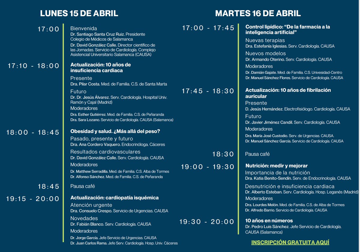 💟El pilar fundamental de nuestra #SanidadPública
#AtenciónPrimaria y qué mejor manera para defenderla que con las IV Jornadas de actualización😍 #Salamanca🐸 

📝Inscripciones 🆓 👇comsalamanca.es/formacion/151-…

🫂Gracias💞