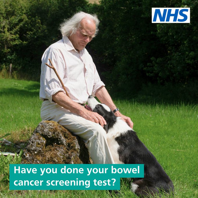 If you’re 56-64 & registered with a GP in England, the NHS will send you a #BowelCancer testing kit. Catching bowel cancer early reduces your chances of getting seriously ill or dying. Put it by the loo. Don’t put it off. nhs.uk/conditions/bow…… #BowelCancerAwarenessMonth