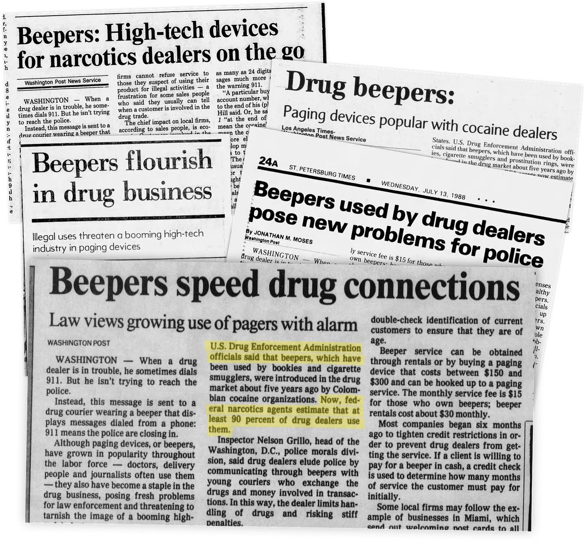 🧵 The Forgotten War on Beepers newsletter.pessimistsarchive.org/p/the-forgotte… 📟 Through the 1980s pagers became popular with young people, and also... drug dealers. This dragged beepers into a moral panic about adolescent drug use...