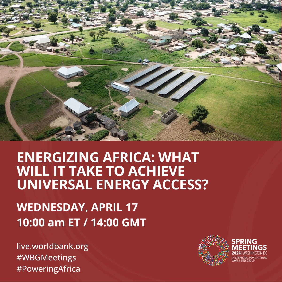 Our commitment to expediting electrification across #Africa will take center stage during the #PoweringAfrica #WBGMeetings event next week. Looking forward to engaging w/ country delegations from Western & Central Africa, youth & our dev partners. wrld.bg/Mg3b50Rf5gi