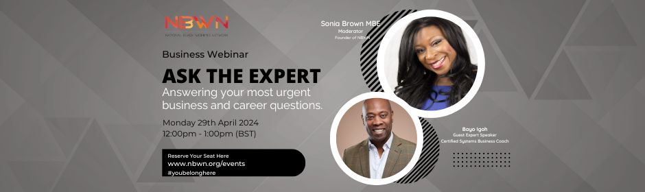 Don’t miss your chance to learn from #BayoIgoh the visionary behind @bigohcoaching Reserve your seat now for our Ask The Expert webinar where we will embark on a journey to business excellence at nbwn.org/event-details/… @Nathanacbrown @HelenPGeorge @StartupPro @merleneemerson