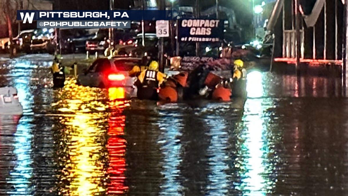 The city of Pittsburgh saw about 3' of rain in the past 24 hours and it led to flooding and water rescues in the city. #PAwx