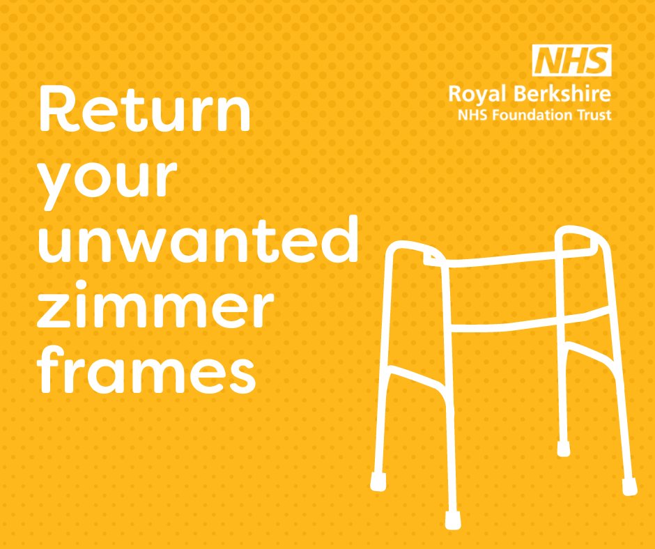 Do you have any zimmer frames that are in good condition? Please return any unused or unwanted zimmer frames to drop-off points at South Block, North Block and Main Entrance reception to help ensure that other patients are able to receive the equipment they need.