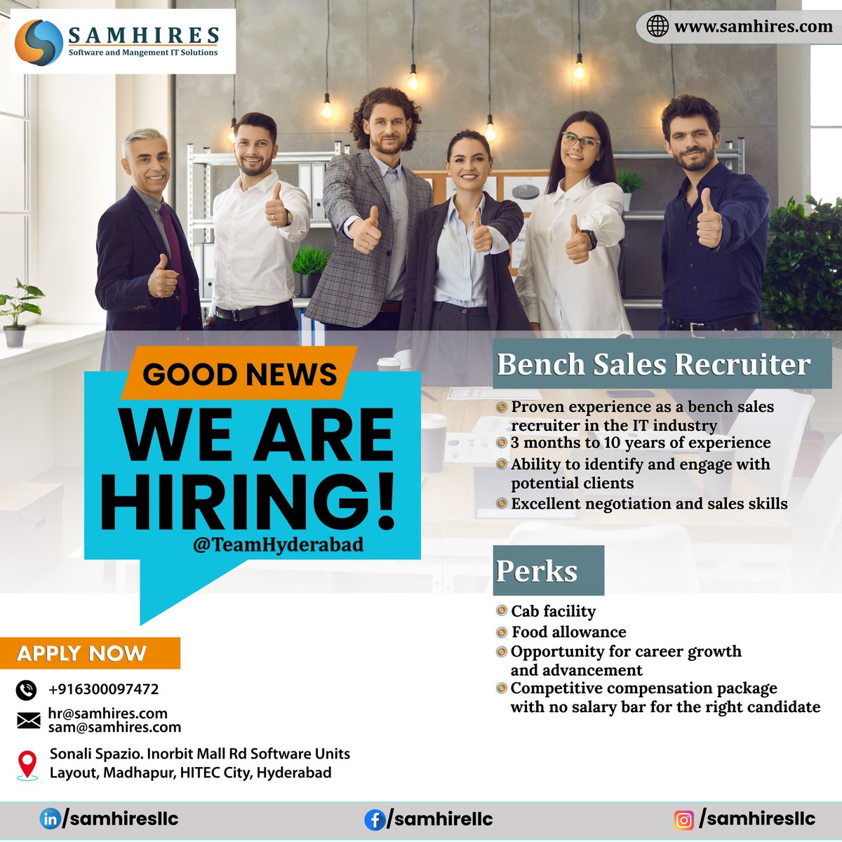 𝐉𝐨𝐢𝐧 𝐒𝐚𝐦𝐡𝐢𝐫𝐞𝐬 𝐋𝐋𝐂 𝐚𝐬 𝐚 𝐁𝐞𝐧𝐜𝐡 𝐒𝐚𝐥𝐞𝐬 𝐑𝐞𝐜𝐫𝐮𝐢𝐭𝐞𝐫 𝐢𝐧 𝐇𝐲𝐝𝐞𝐫𝐚𝐛𝐚𝐝!

#SamhiresLLC #JobOpening #BenchSalesRecruiter #ITIndustry #HyderabadJobs #CareerOpportunity #SalesRecruiter #NowHiring #JoinOurTeam #Recruitment #JobSearch