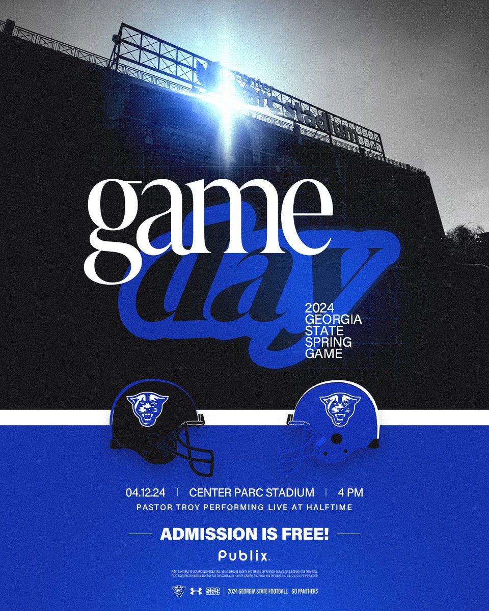 GAMEDAY!!!!!!!!!!!!!! 🥳 GSU Football Spring Game Today | 4 PM | Center Parc Stadium Admission is free for all! 🎟️ Free general tickets: bit.ly/49INtc1 🎟️ Free student tickets: bit.ly/4asKFjC #LightItBlue | #NewAtlanta