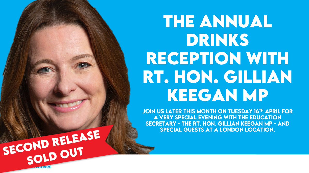 The second release of tickets to our Annual Drinks Reception on 16th April with Rt. Hon. @GillianKeegan MP has sold out. We are down to our final release. Once they’re gone, they’re gone! Book now to avoid disappointment. Any qs, message @lukerobertblack or @owenlmeredith.