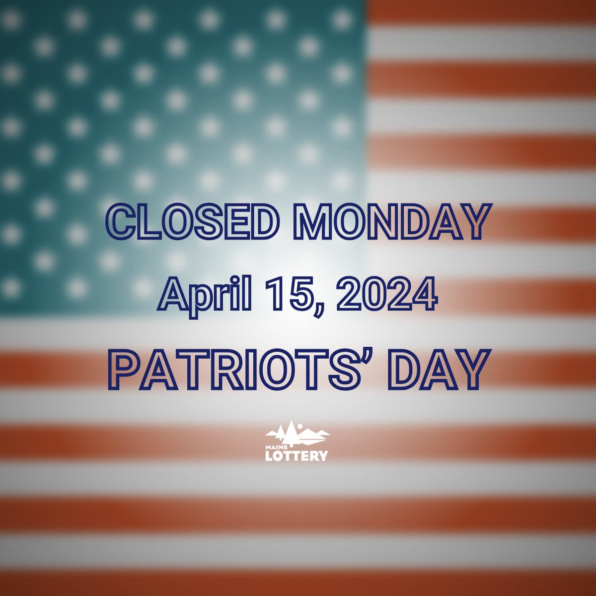 Reminder: We'll be closed on Monday, April 15, in observance of Patriots' Day. 🇺🇸 We'll resume our regular business hours (8:00am-5:00pm) on Tuesday, April 16. Thank you. 

#patriotsday #reminder