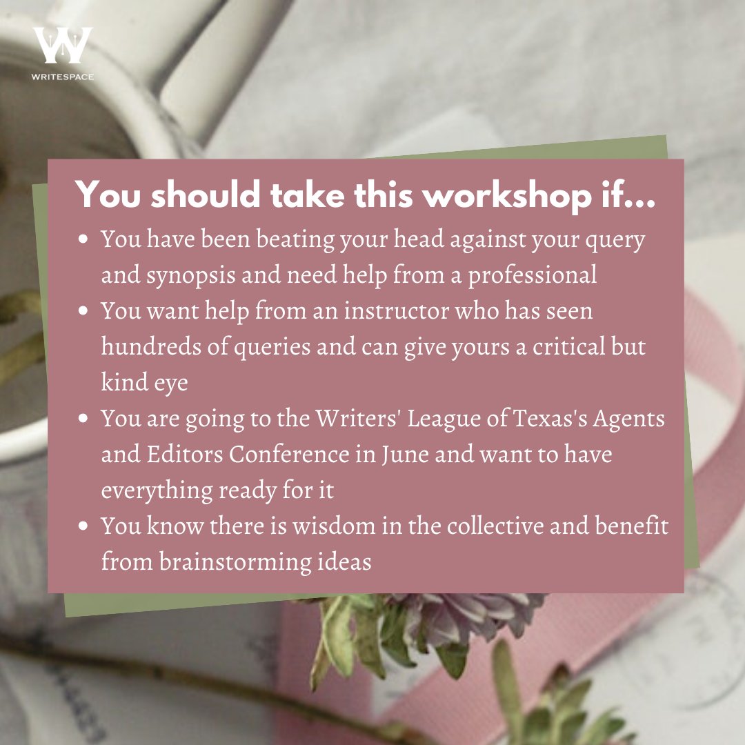 WritespaceHTown's tweet photo. Join indie press founder & acquisitions editor Jessica Cole in a three-session workshop that will bring your query letter and synopsis to life. Early bird prices now!
https://t.co/VNyZH8nUje
#HTownEvents #HTownWritersAndPoets #GetPublished #WritingQueryLetters #WritingSypnosis https://t.co/ZByX5YxcuV
