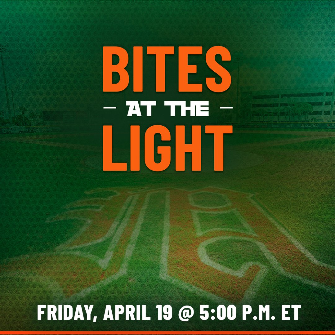 Don't miss out! 🙌 On Friday, April 19 at 5 p.m. ET enjoy food and fun before the Miami Hurricanes take on the Louisville Cardinals at Bites at the Light! ⚾️ Each ticket includes game admission, food, beverages, and University of Miami merch. Get yours at bit.ly/4ctWzLo