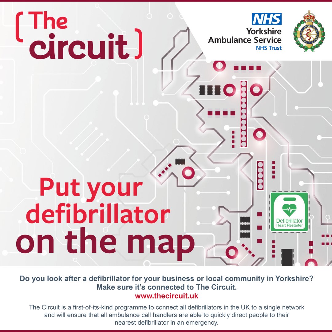 Good news! Over 7,000 defibrillators in Yorkshire and the Humber are now registered on The Circuit to save the lives of people in cardiac arrest. Last month our 999 call handlers activated more defibrillators than ever before - 1,368 to be precise!