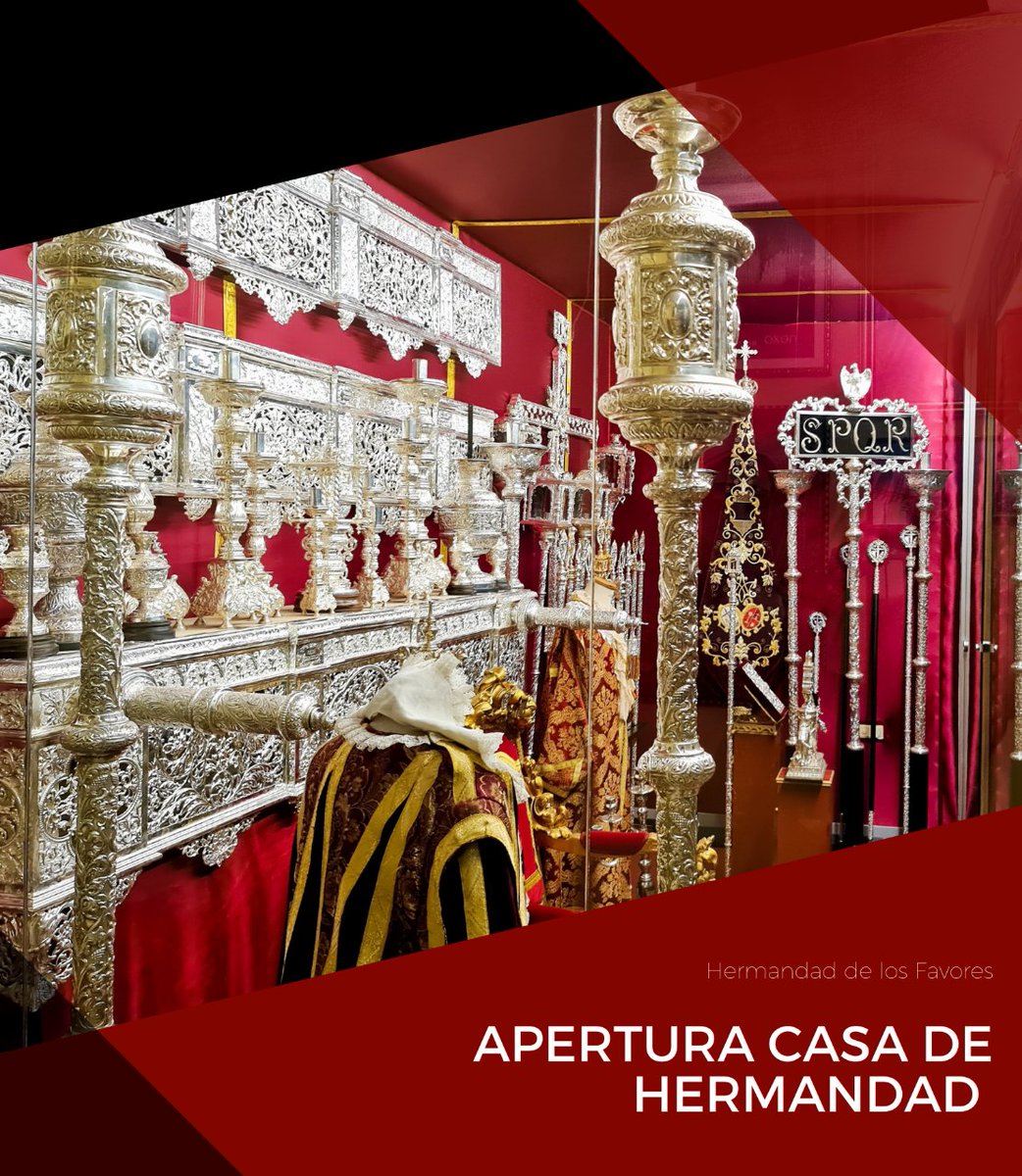 FavoresHdad's tweet photo. #CasaDeHermandad 
El próximo viernes 12 de abril, la Casa de Hermandad permanecerá abierta de 19h a 21h, para aquellos hermanos que deseen realizar gestiones de mayordomía o secretaría. https://t.co/LhUGpFIcb6