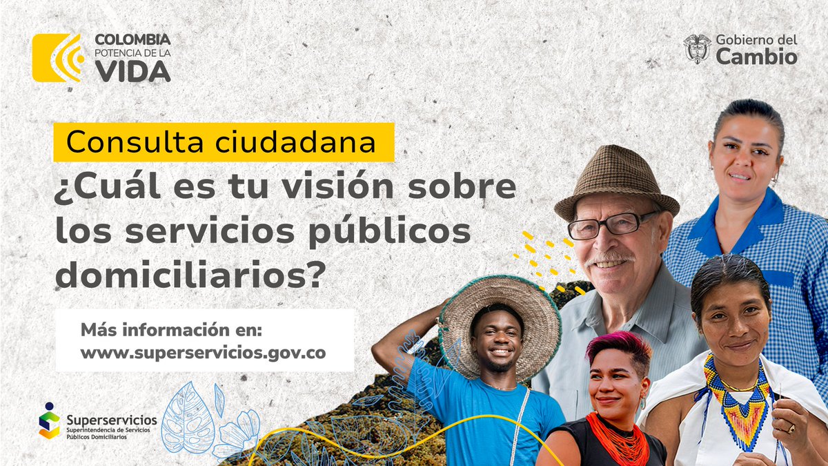 #DeInterés l ¡Construimos contigo!🤝 Déjanos tus comentarios y cuéntanos cómo debería ser la prestación de los servicios públicos en nuestro país 🇨🇴. Tu opinión y la de tu comunidad es valiosa para nosotros. 📝goo.su/JAJL7hG